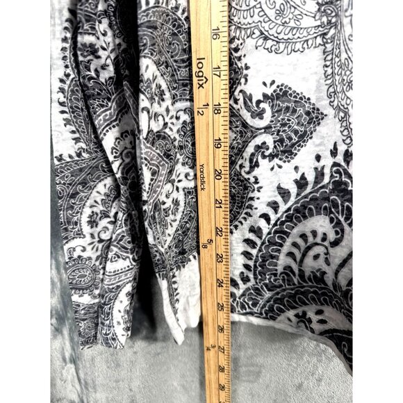 Cato Womens V-Neck Long Sleeve Top With Black & White Paisley Print - Size L - Picture 5 of 7